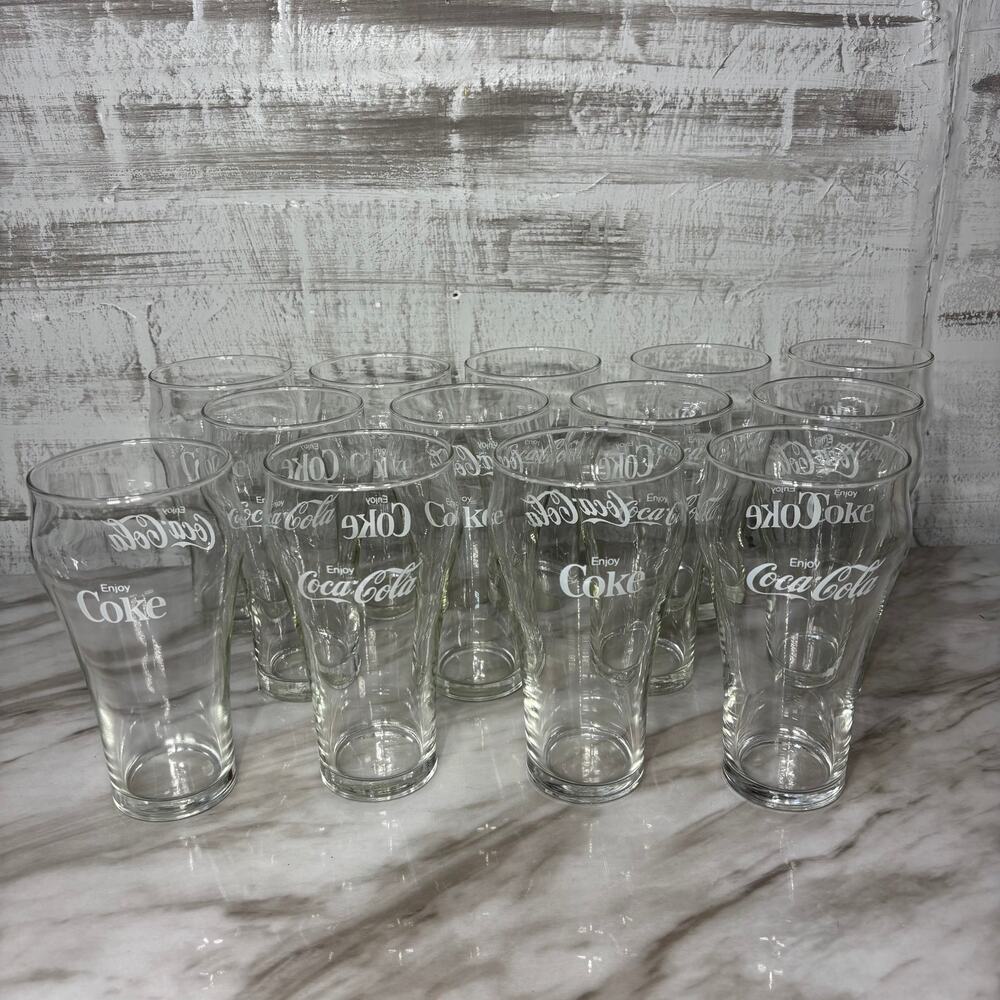 Vintage Coca-Cola Enjoy Coke Clear Drinking Glasses Set of 13